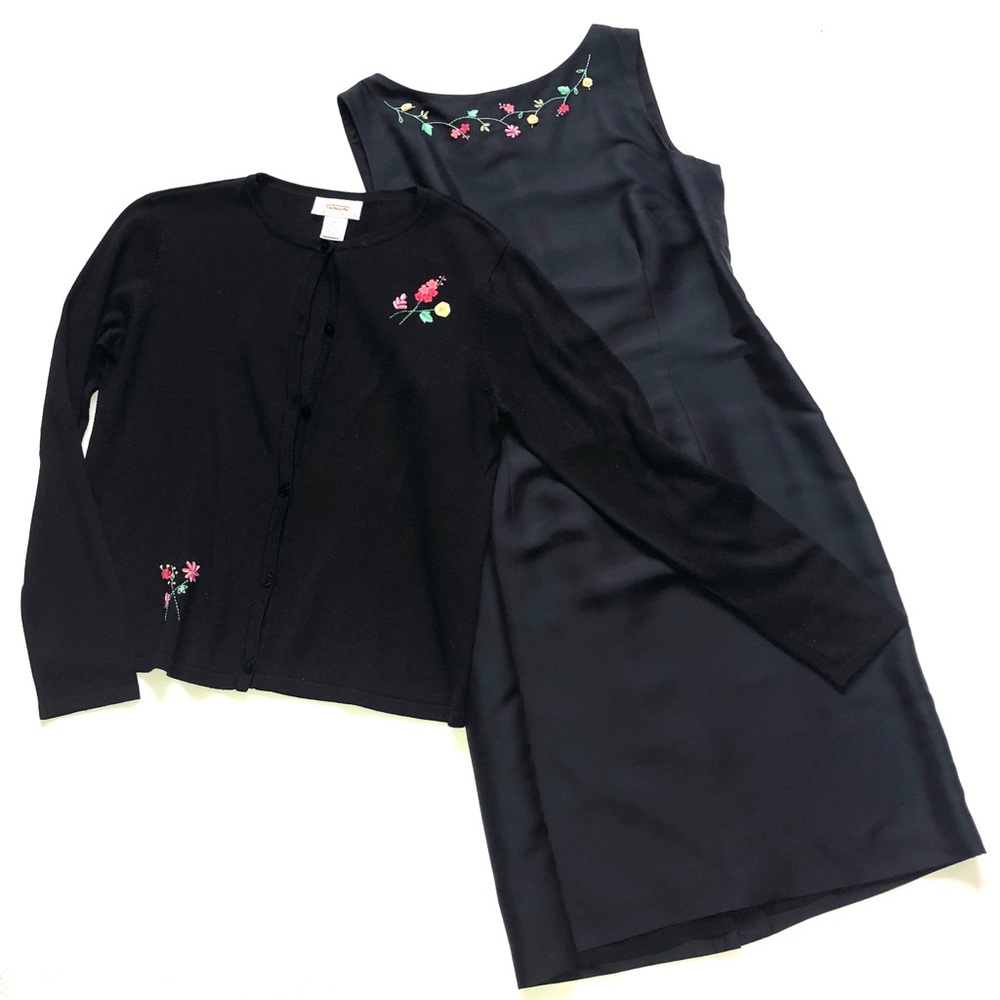 Talbots Silk Black Tank Dress & Matching Sweater